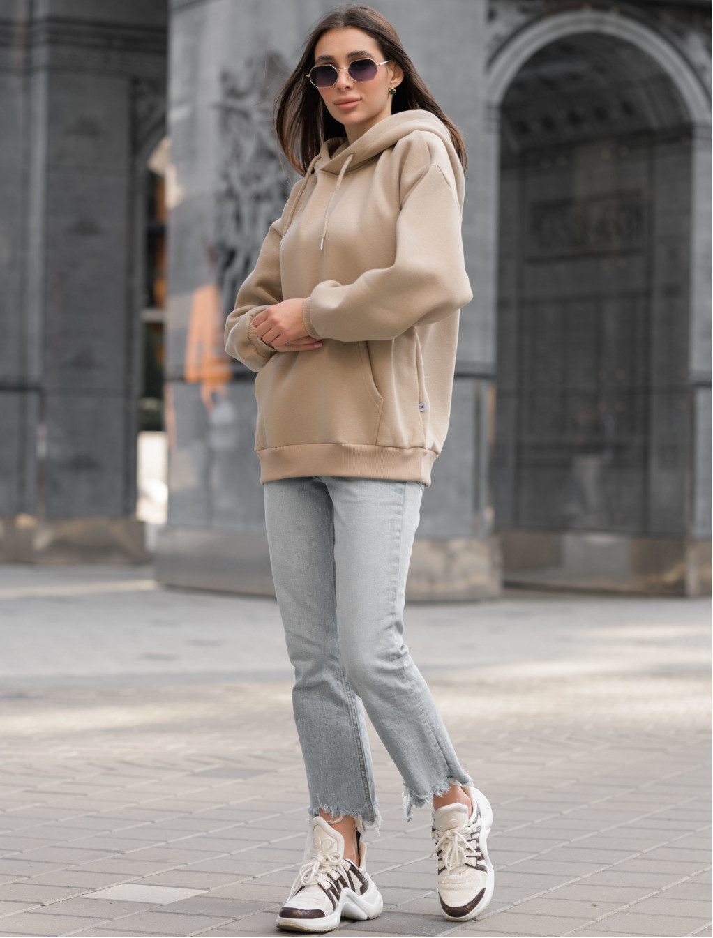 Damska bluza Staff basic light brown oversize fleece