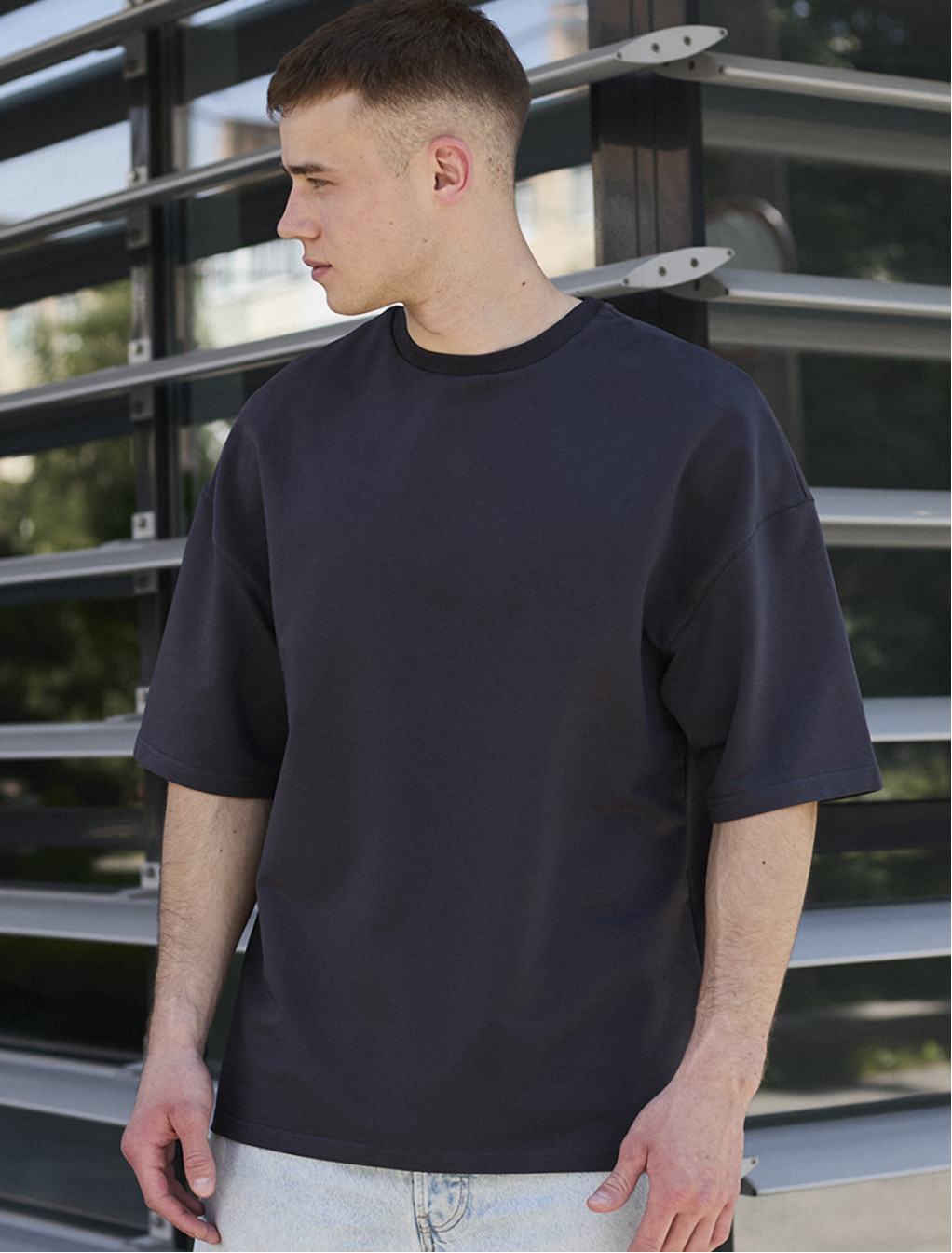 Koszulka Staff dark gray oversize premium