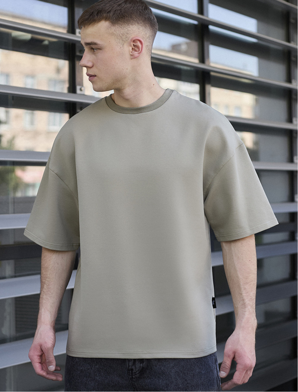 Koszulka Staff olive oversize premium