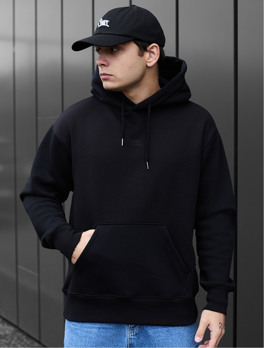 Bluza z kapturem Staff black logo oversize fleece