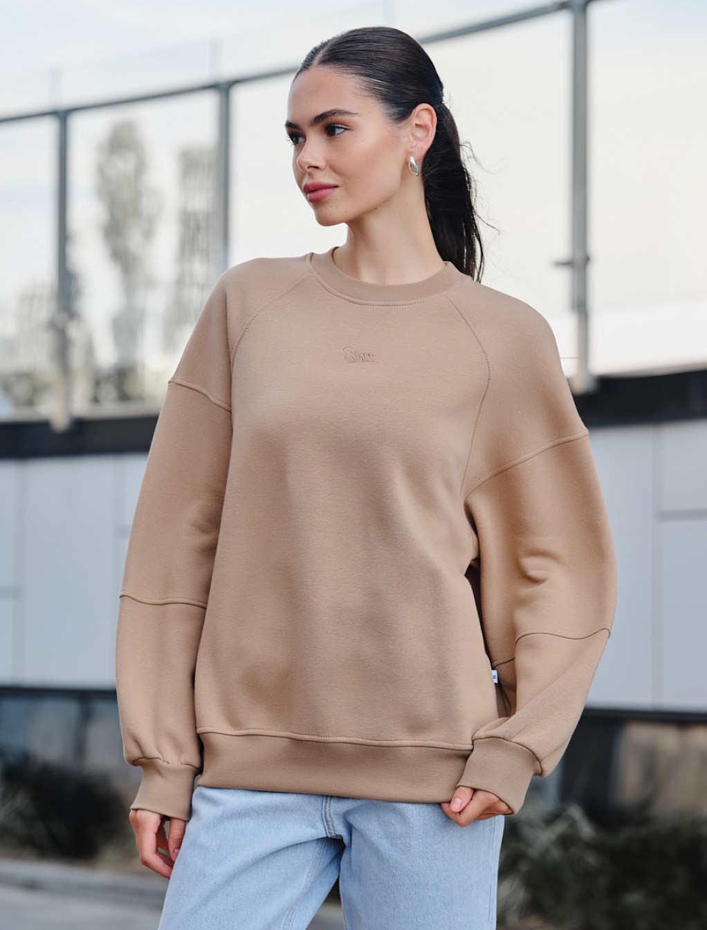 Damska bluza Staff el beige oversize fleece