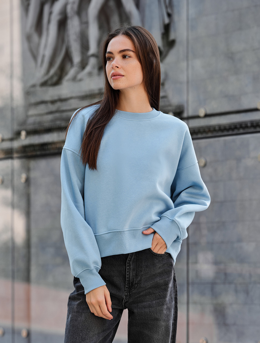 Bluza damska  Staff h light blue oversize fleece