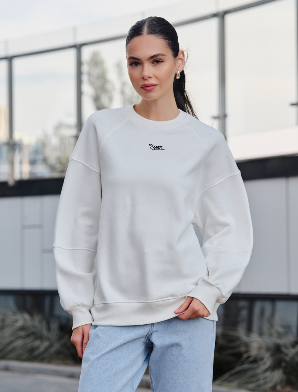 Damska bluza  Staff el white oversize fleece