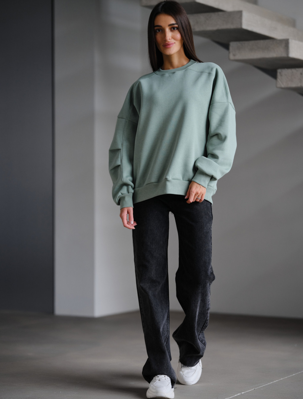 Bluza damska Staff mint oversize fleece