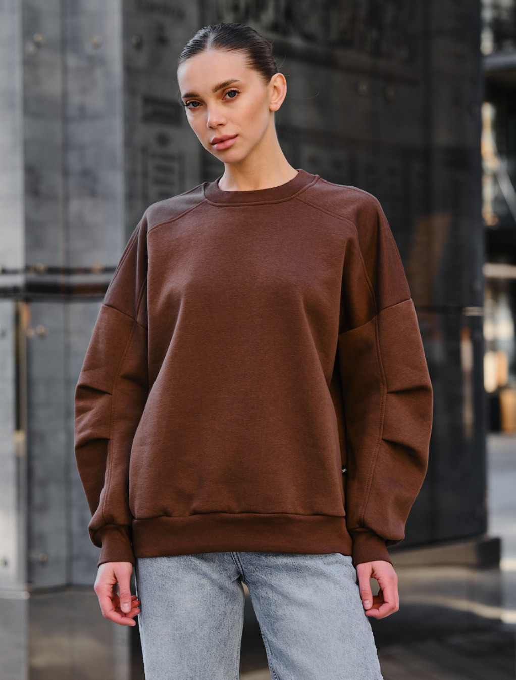 Bluza damska Staff brown oversize fleece