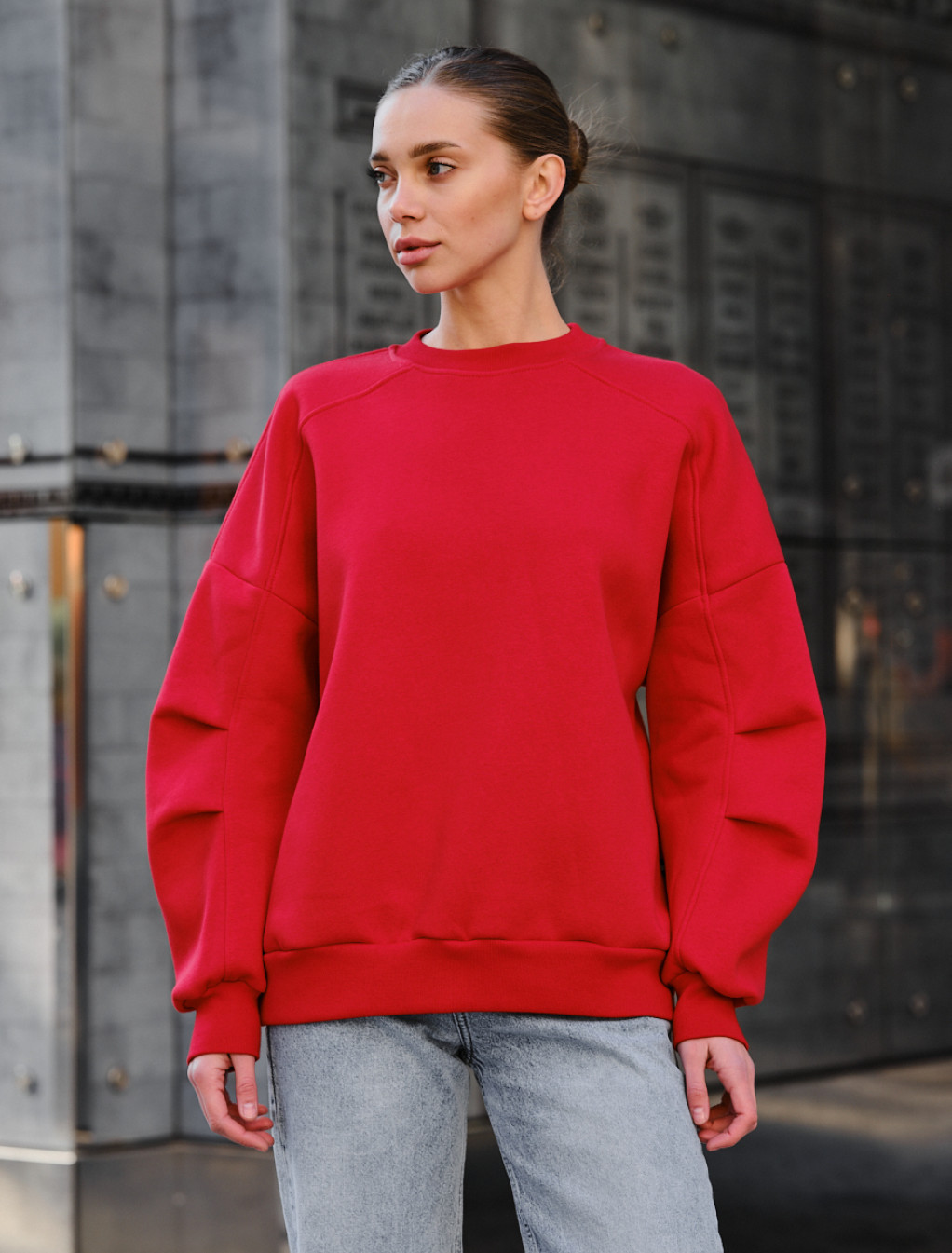 Bluza damska Staff red oversize fleece