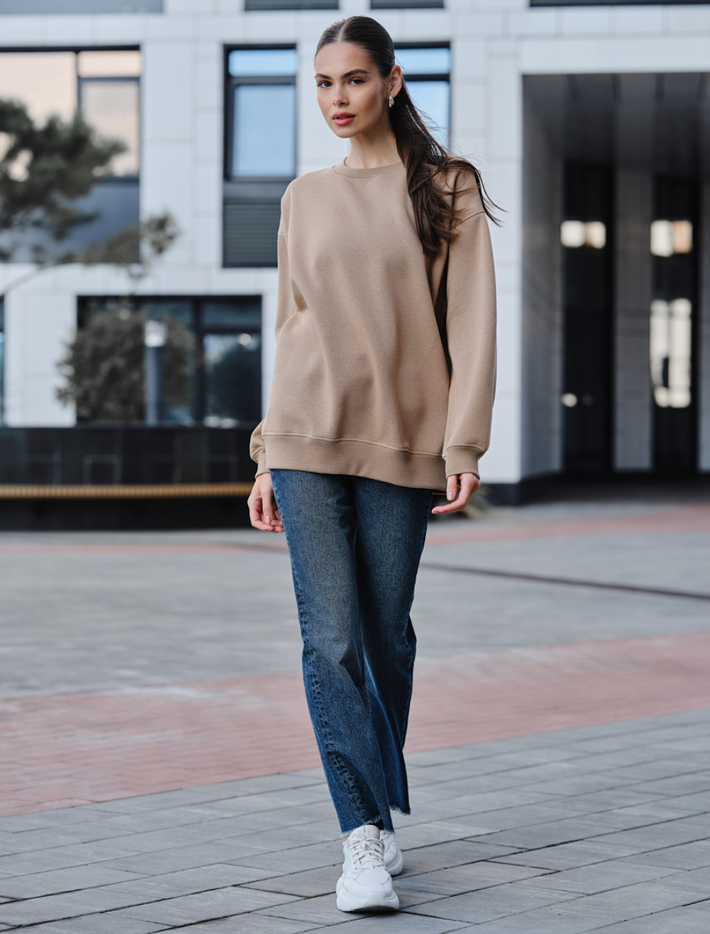 Bluza damska Staff fa beige oversize fleece