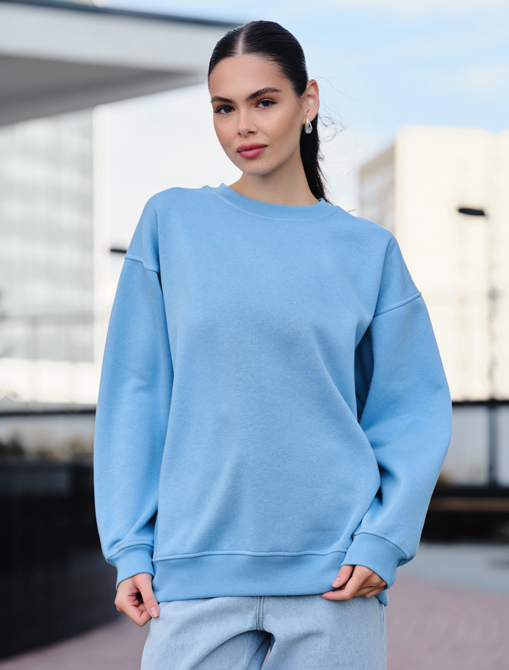 Bluza damska Staff fa light blue oversize fleece