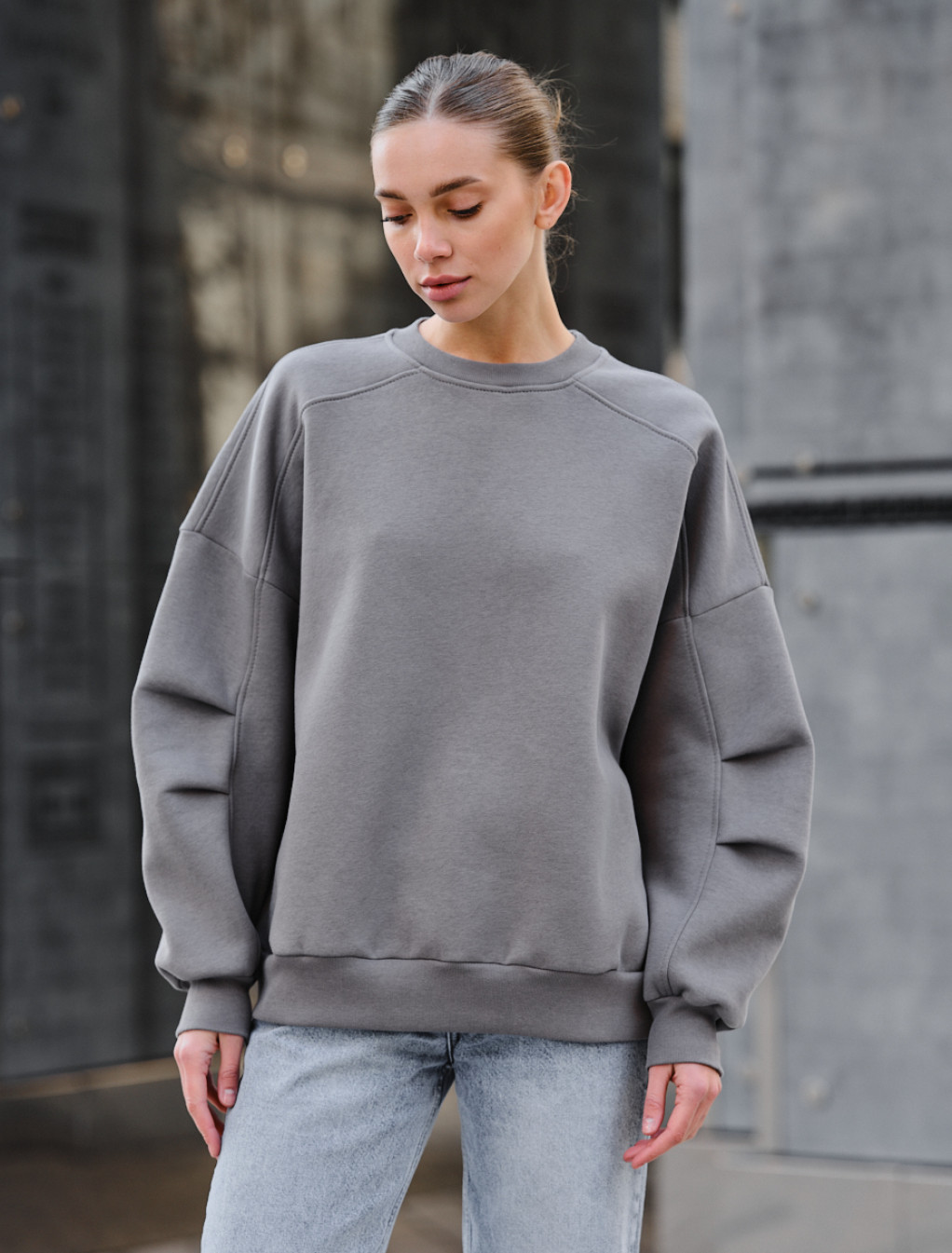 Damska bluza Staff gray oversize fleece