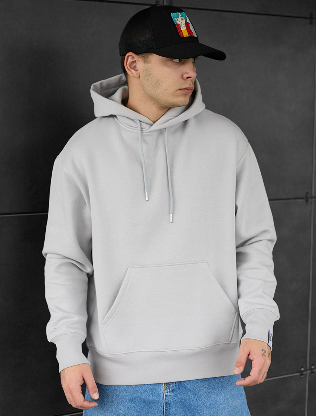 Bluza Staff light gray basic oversize fleece