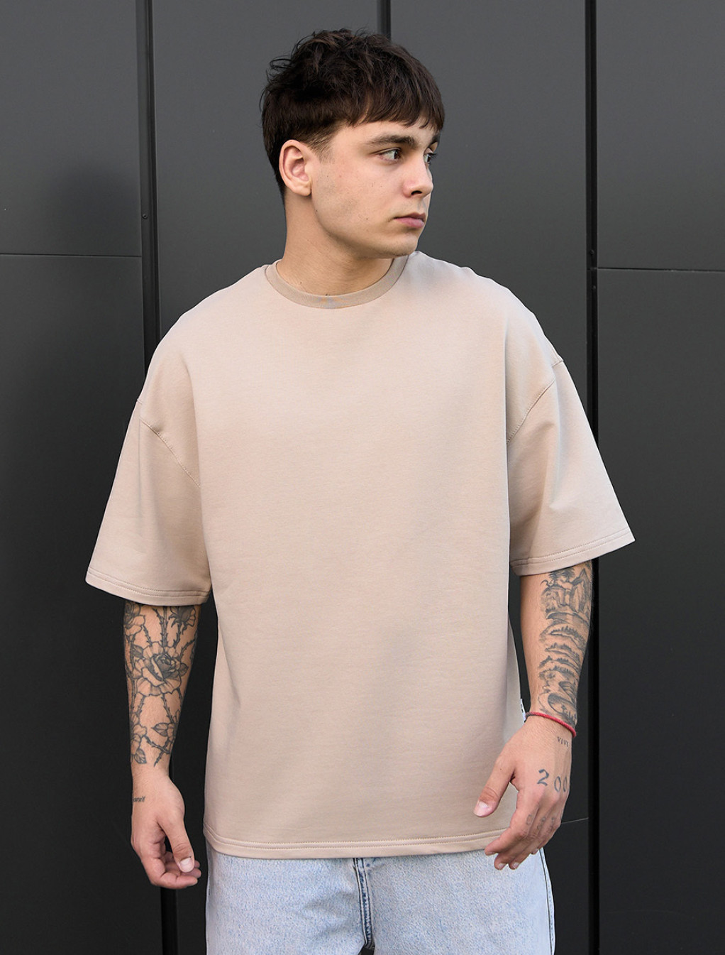 Koszulka Staff beige oversize premium