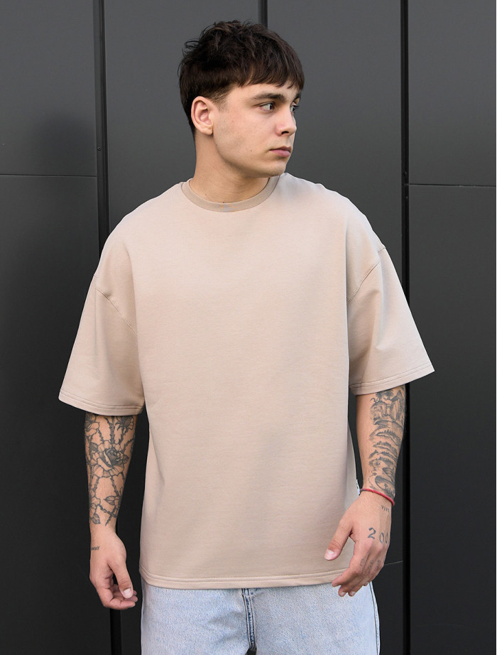 Koszulka Staff beige oversize premium