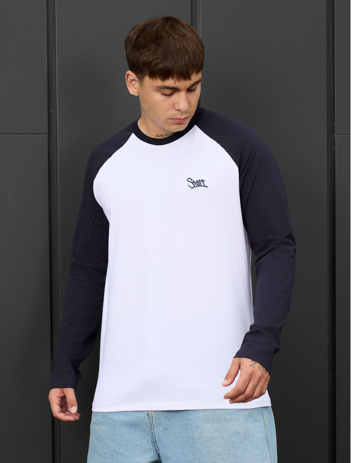 Longsleeve Staff white & navy logo