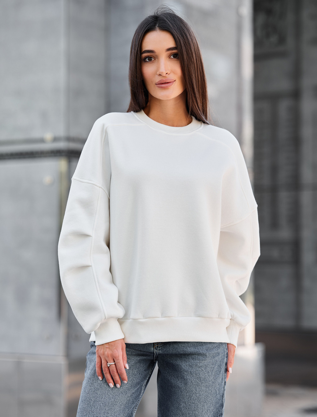 Bluza Staff white oversize fleece