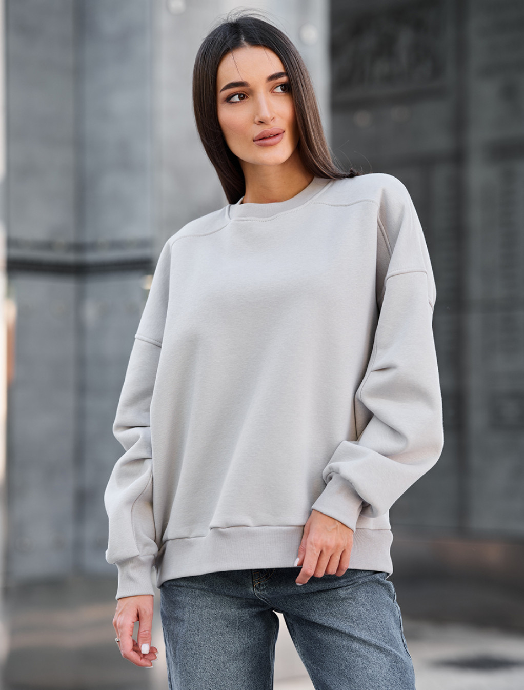 Bluza Staff light gray oversize fleece