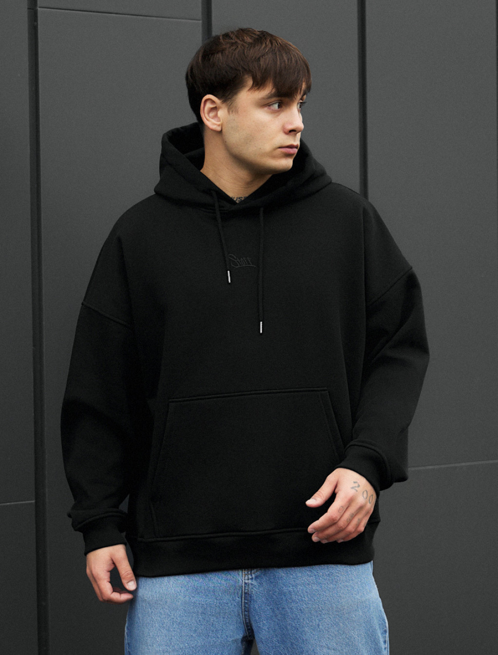 Bluza Staff logo black oversize fleece