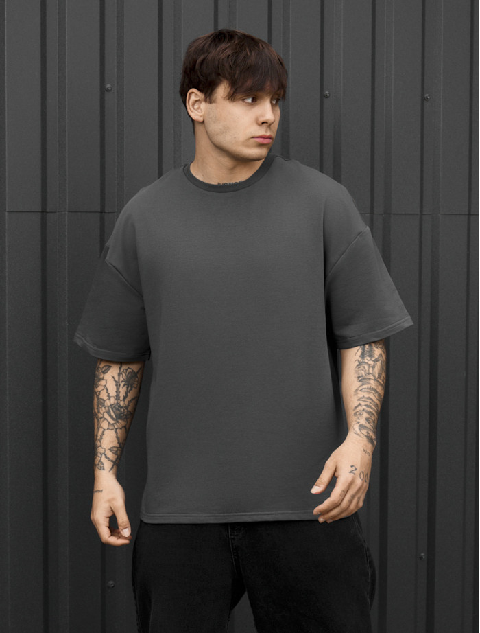 Koszulka Staff dark gray oversize premium