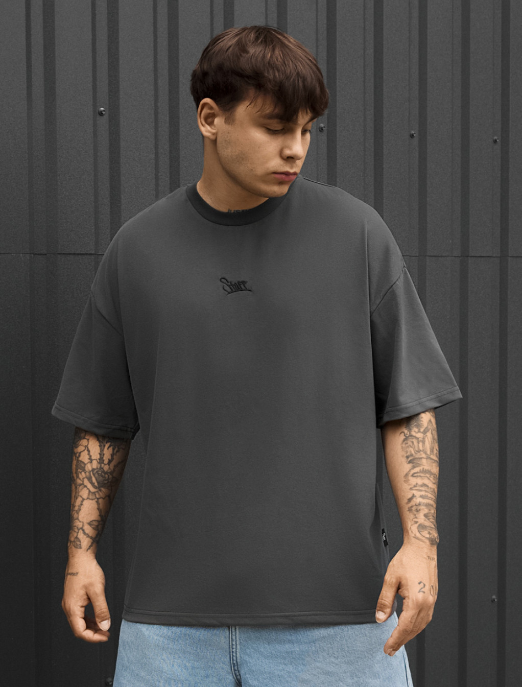 Koszulka Staff logo dark gray oversize