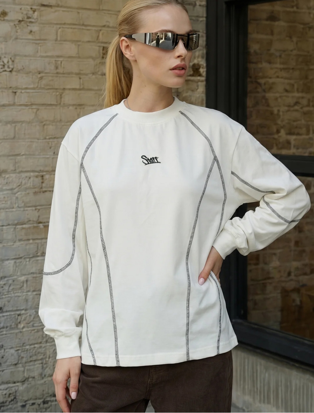 Longsleeve Staff fil logo white