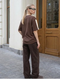 Koszulka Staff milk & dark brown oversize