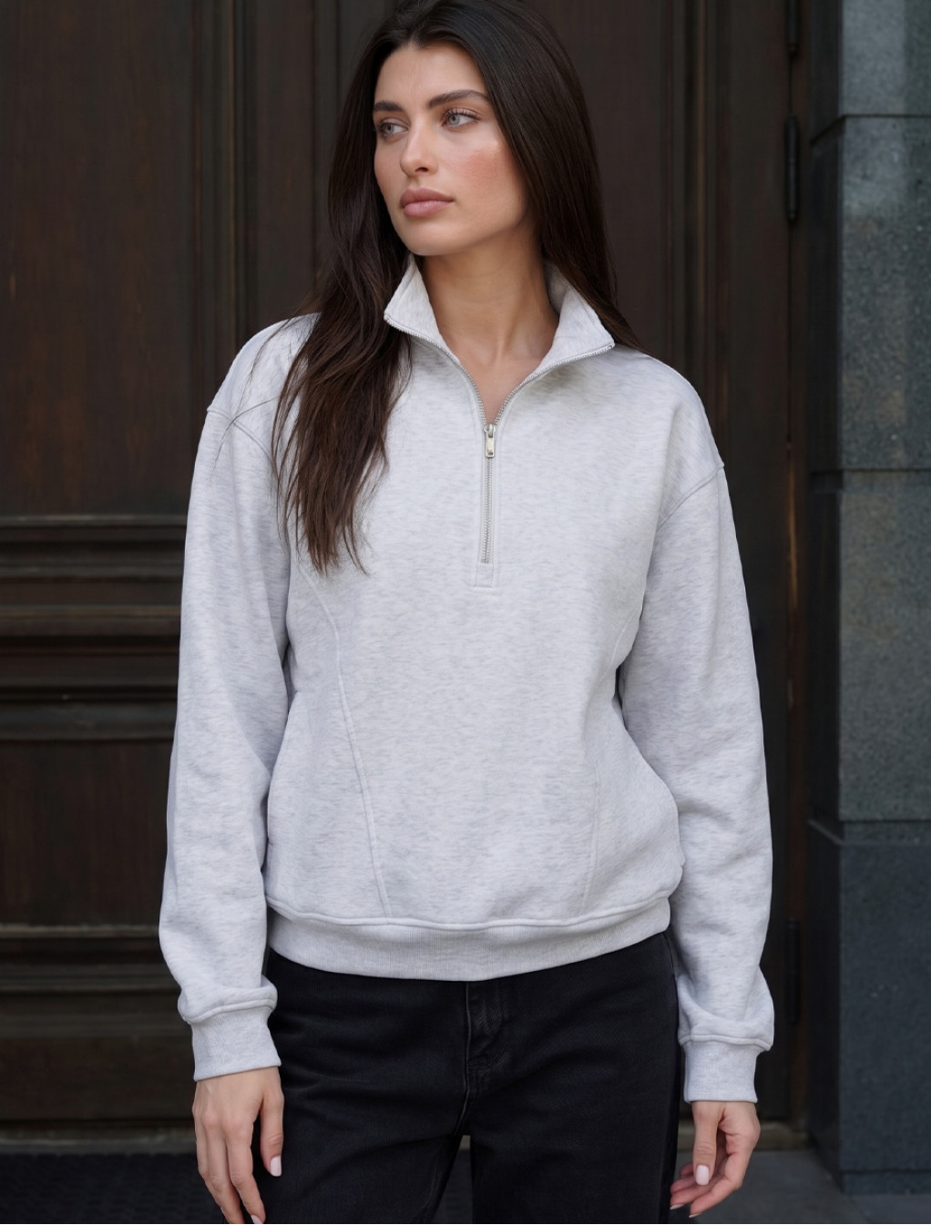 Olimpijka Staff jun gray melange oversize fleece