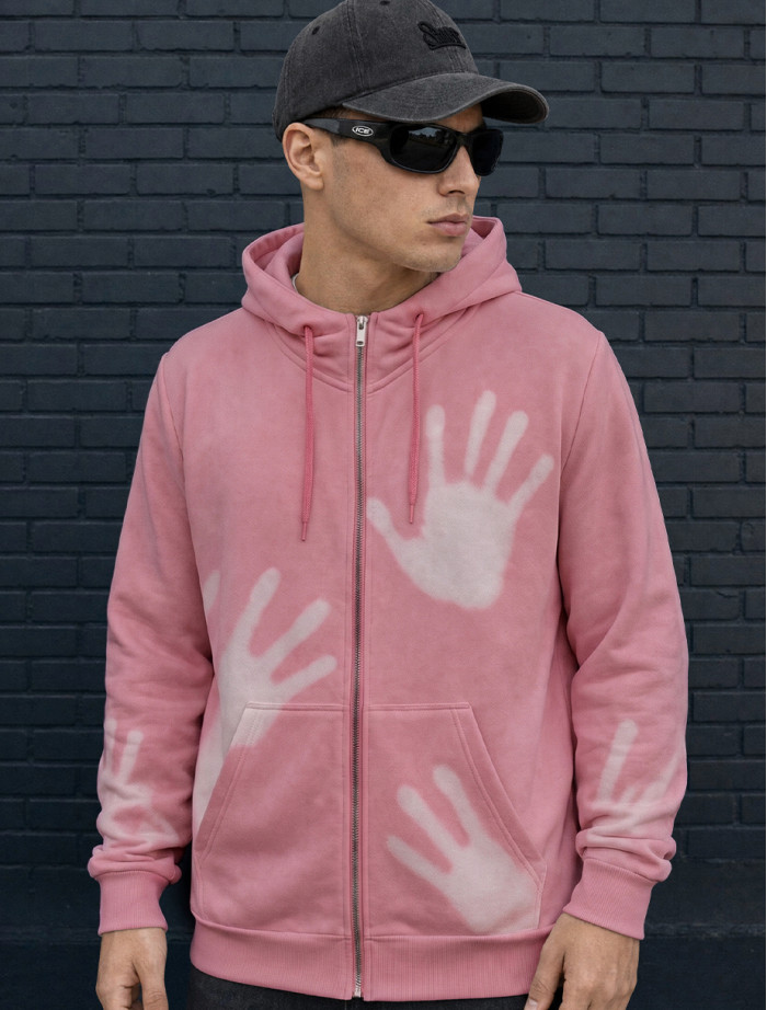 Bluza Staff zip pink & white thermochromic
