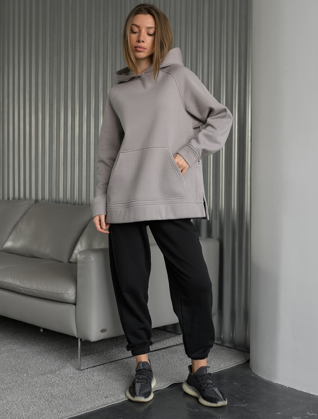 Bluza Staff gray oversize fleece