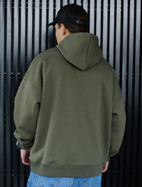 Bluza z kapturem Staff khaki basic oversize fleece