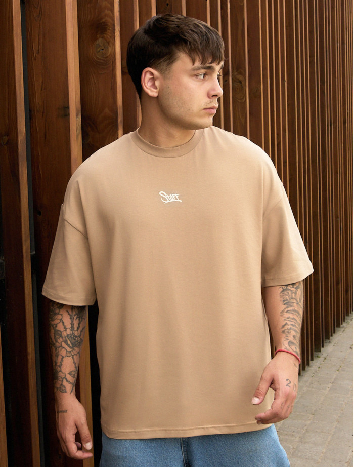 Koszulka Staff beige logo oversize