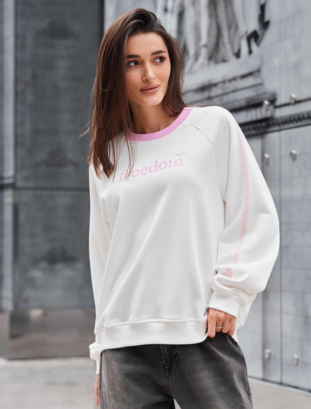 Bluza Staff freedom white oversize