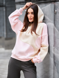 Bluza Staff moi pink & beige oversize fleece
