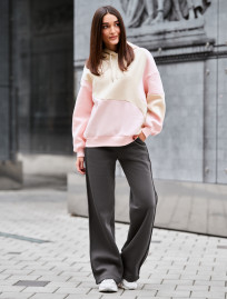 Bluza Staff moi pink & beige oversize fleece