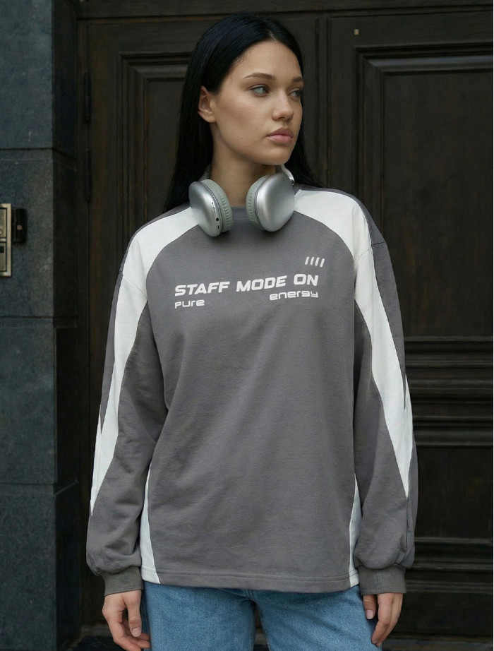 Longsleeve Staff sim gray & white