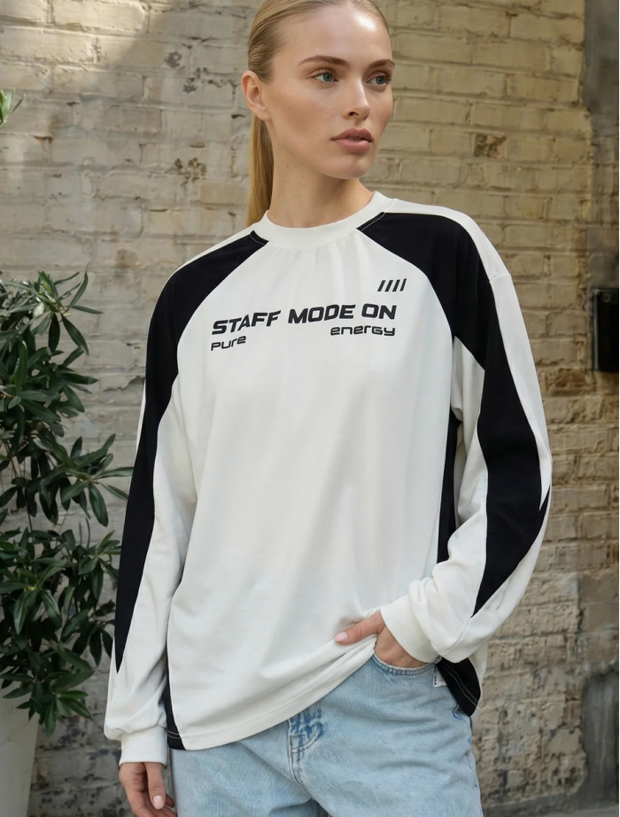 Longsleeve Staff sim white & black