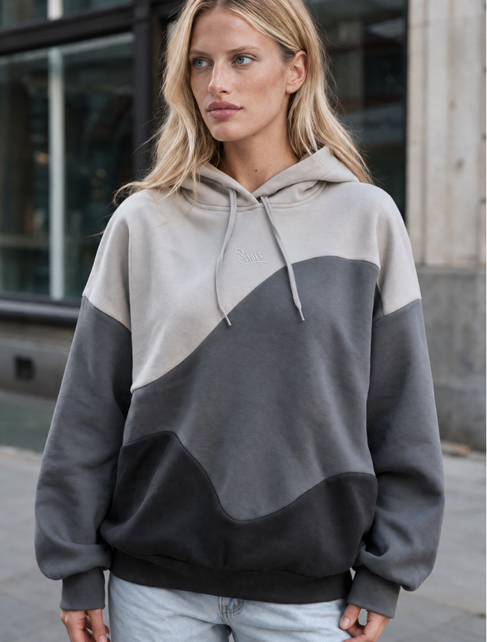 Bluza Staff jes light grey & grey & black logo oversize fleece