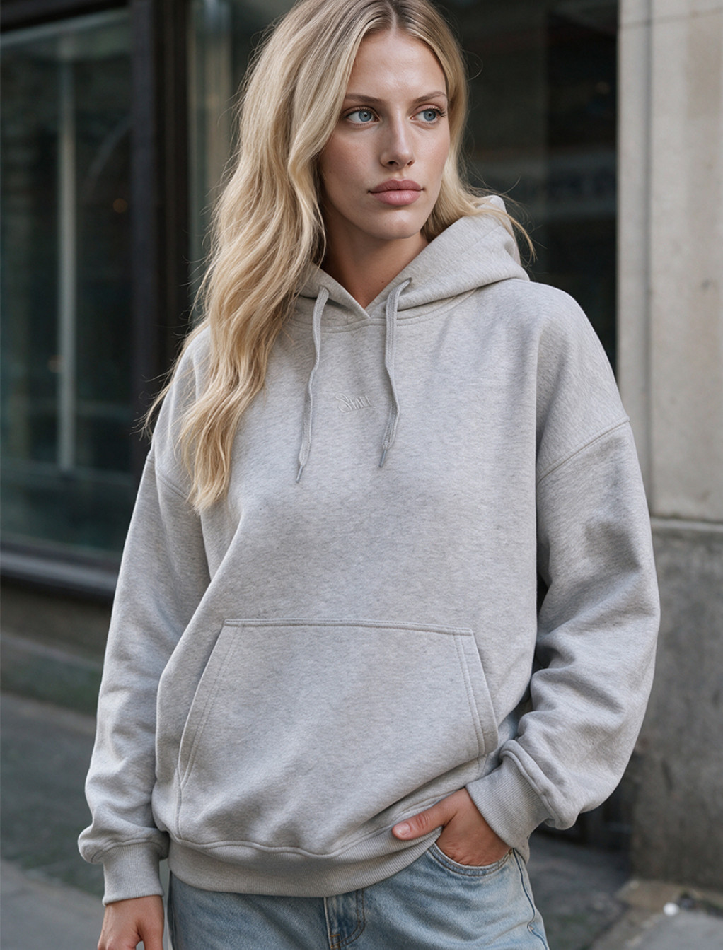 Bluza Staff logo gray melange oversize fleece
