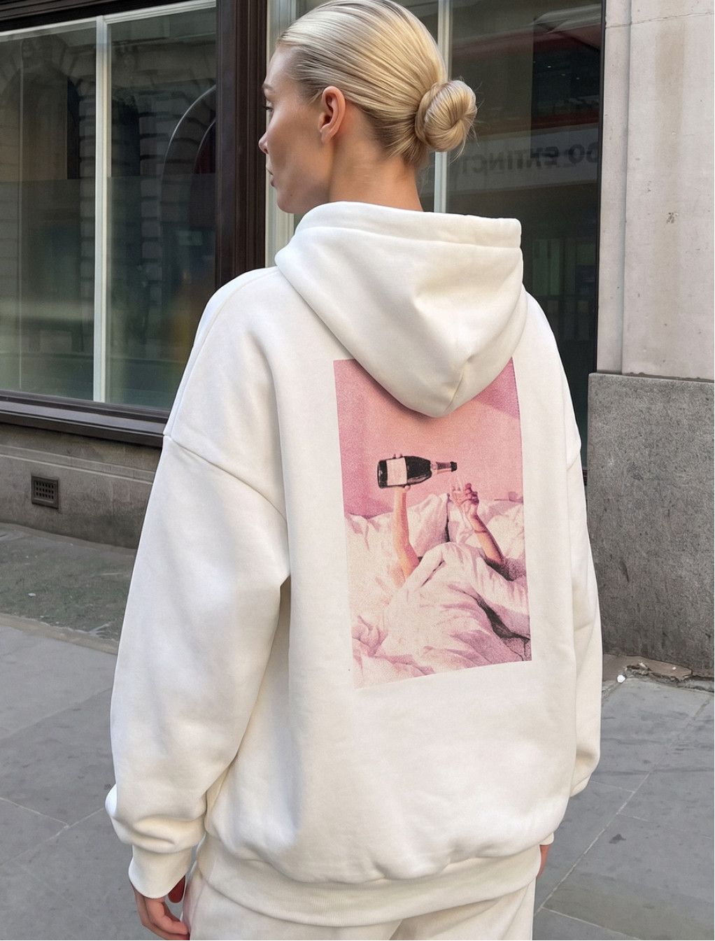 Bluza Staff champagne oversize fleece