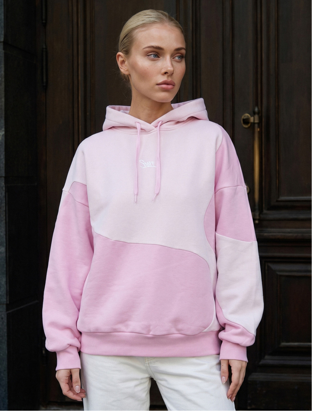 Bluza Staff light pink & pink logo oversize fleece