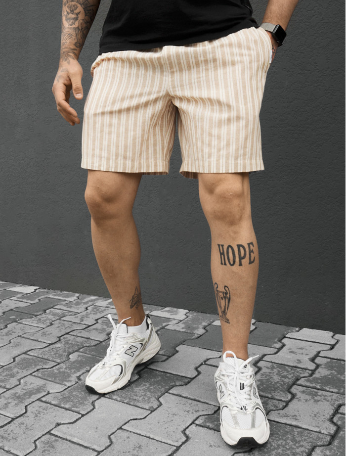 Spodenki Staff dt line beige & white
