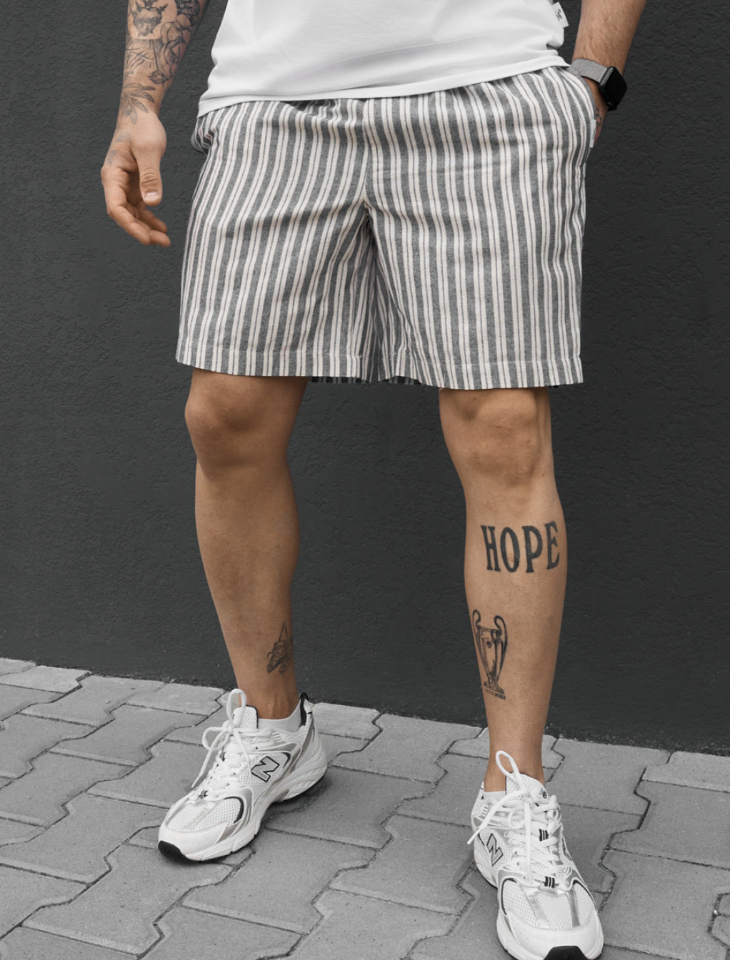 Spodenki Staff dt line dark gray & white