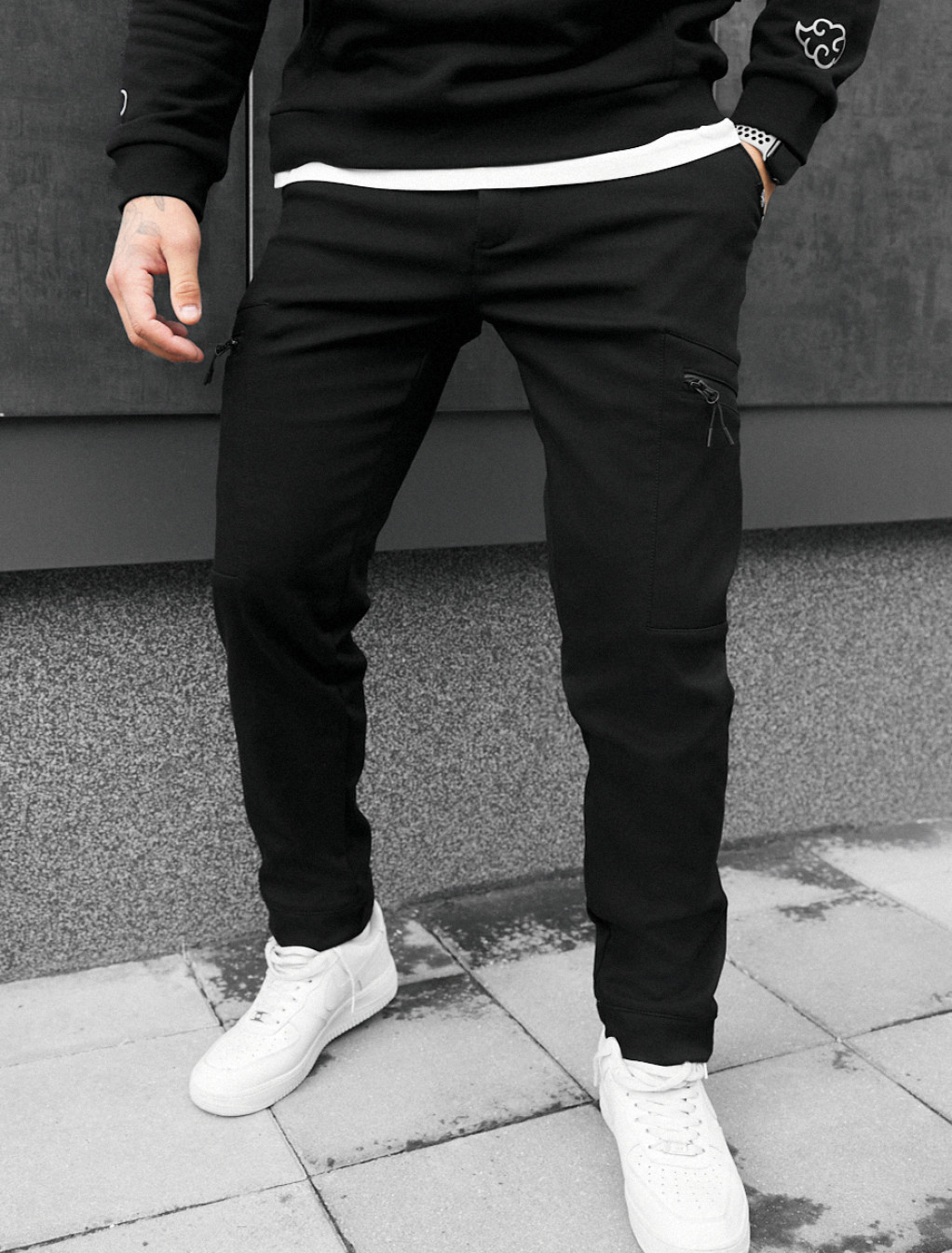 Spodnie ocieplane Staff cargo do black fleece