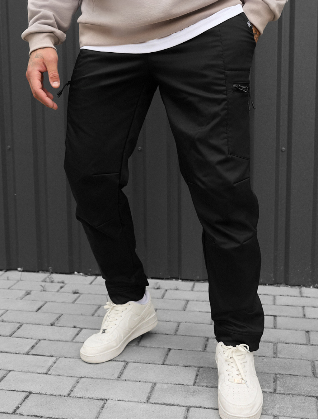 Spodnie ocieplane Staff do cargo black fleece
