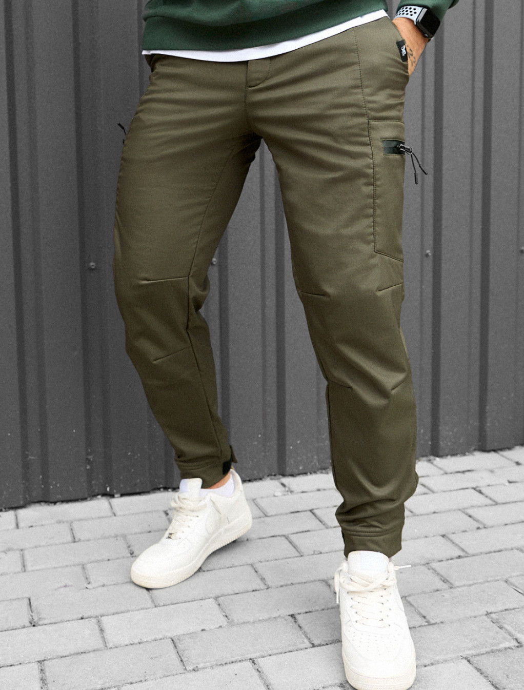 Spodnie ocieplane Staff do cargo khaki fleece
