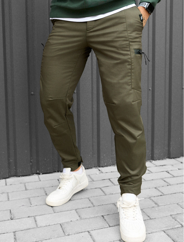 Spodnie ocieplane Staff do cargo khaki fleece