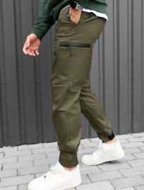 Spodnie ocieplane Staff do cargo khaki fleece