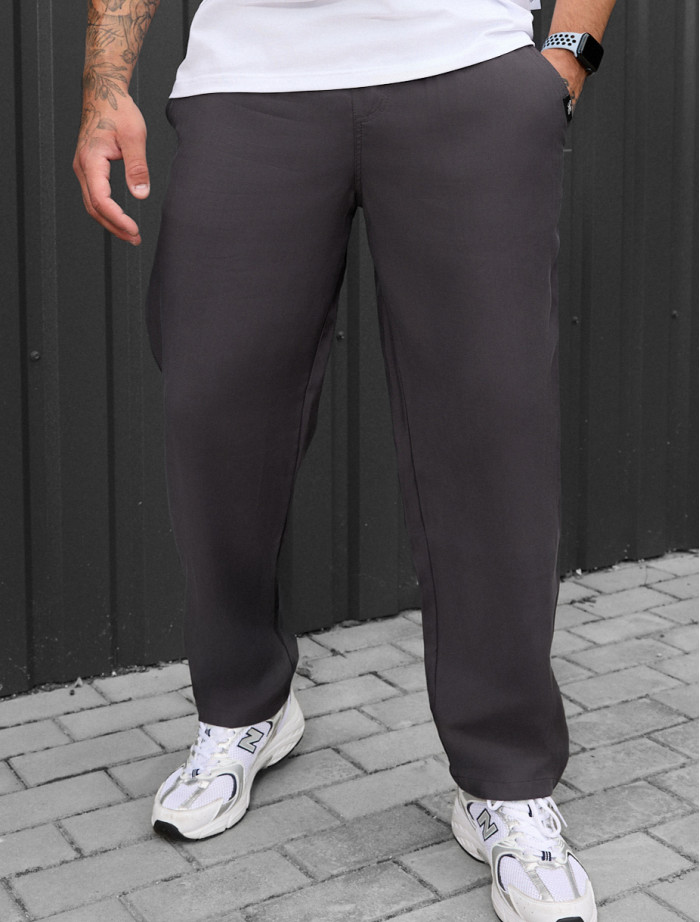 Spodnie chinos Staff pli dark gray