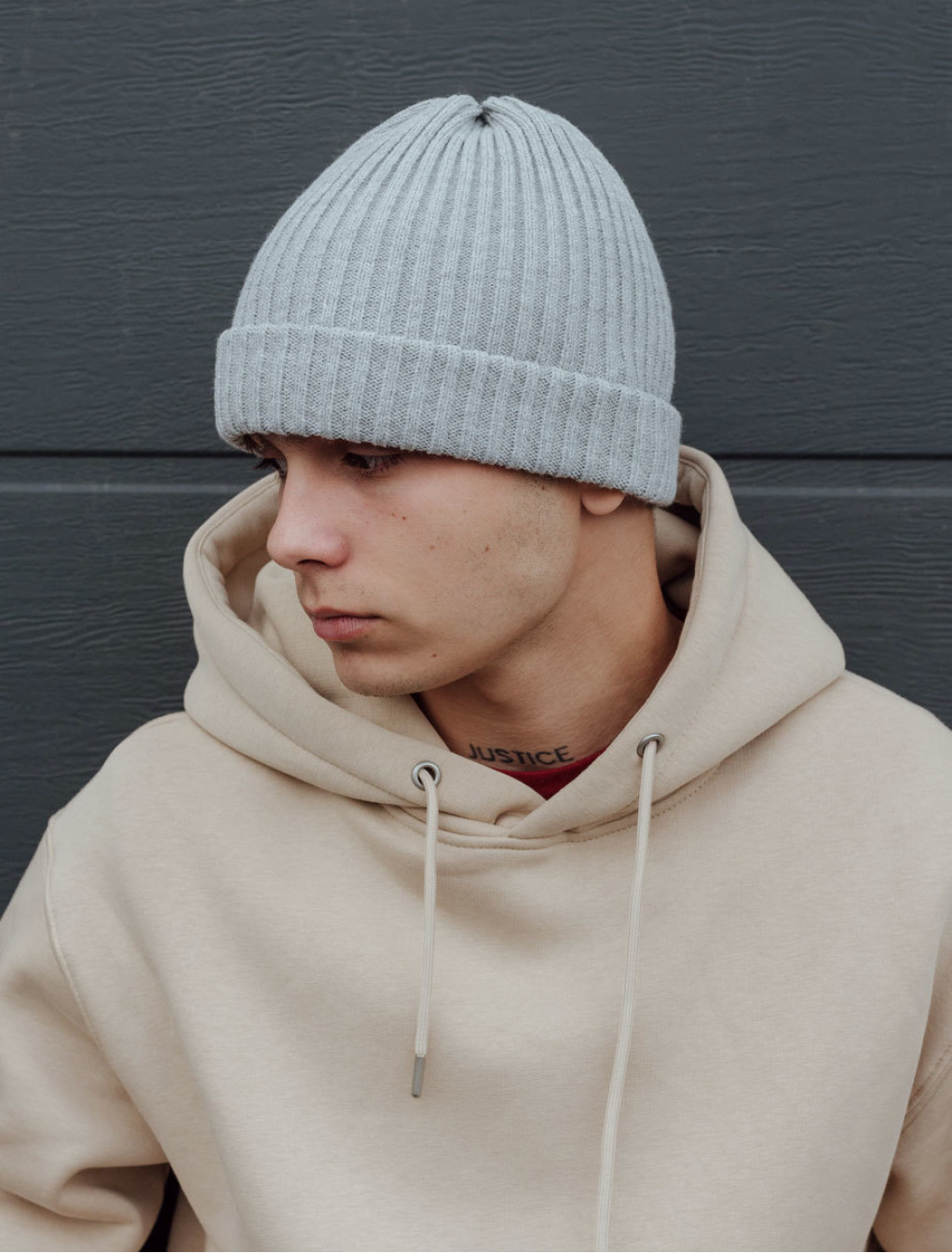 Czapka zimowa Staff long light gray