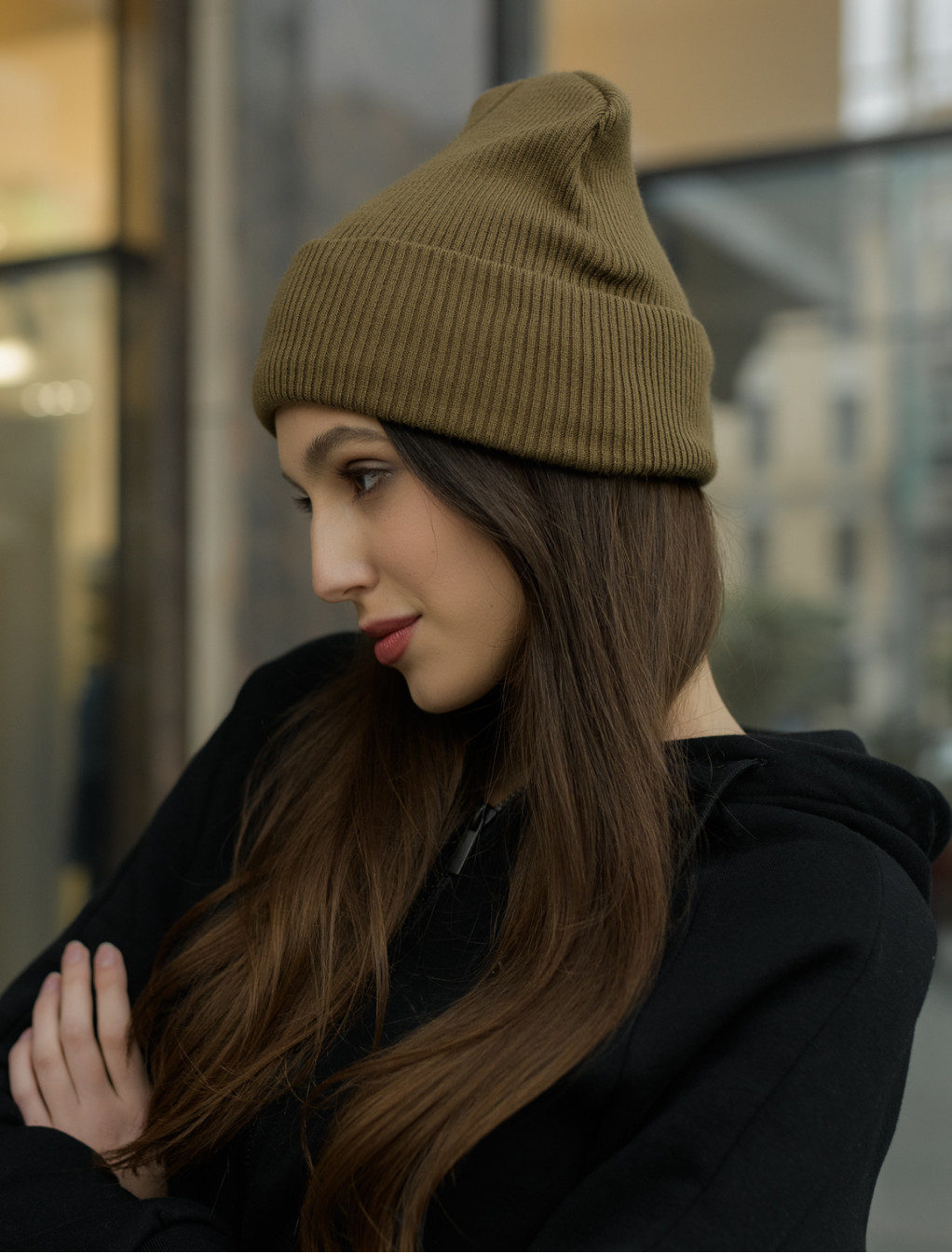 Damska czapka zimowa Staff khaki basic