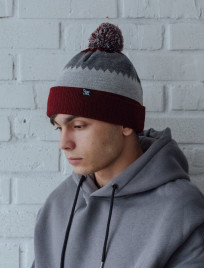 Czapka zimowa Staff gray & bordo pattern