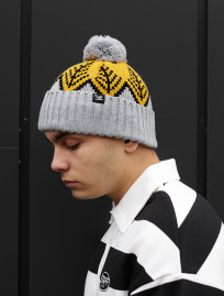 Czapka Staff yellow & gray pattern pompon